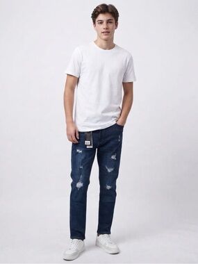 Riot Empire Men's Distressed Blue Jeans 36/32